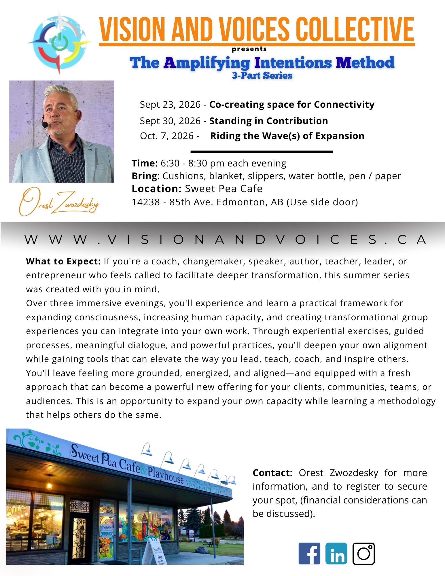 The Amplifying Intentions Method event flyer
