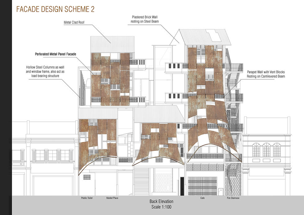 Back elevation facade 2
