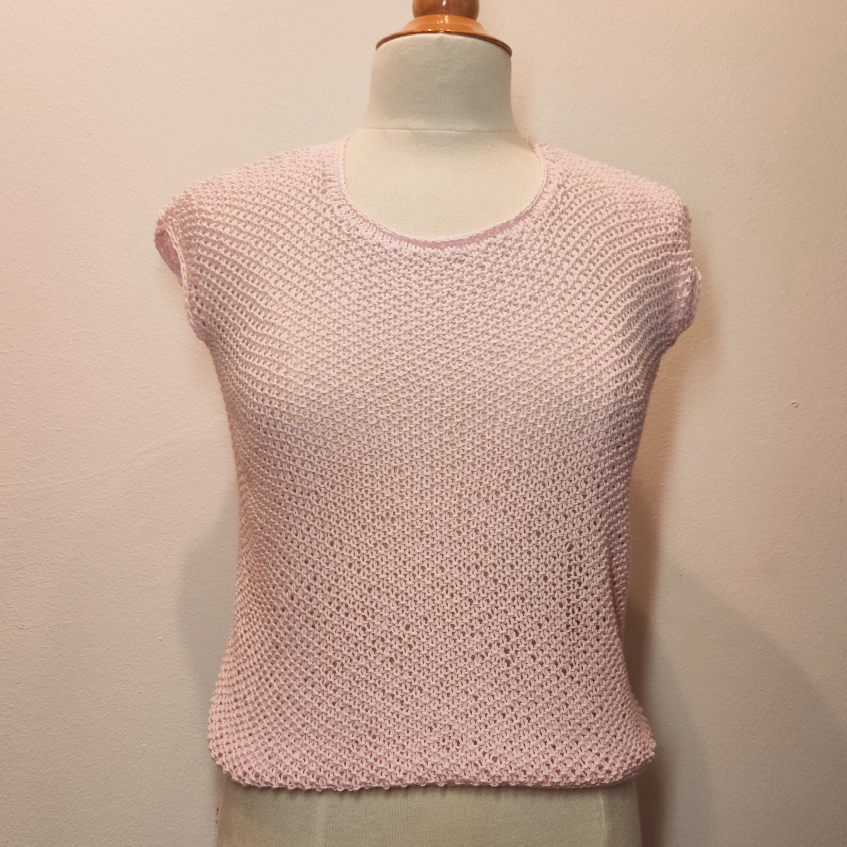 Pullover Kurzarm Bio-Baumwolle von mbardanca, Handgestrickt, Einzelstück