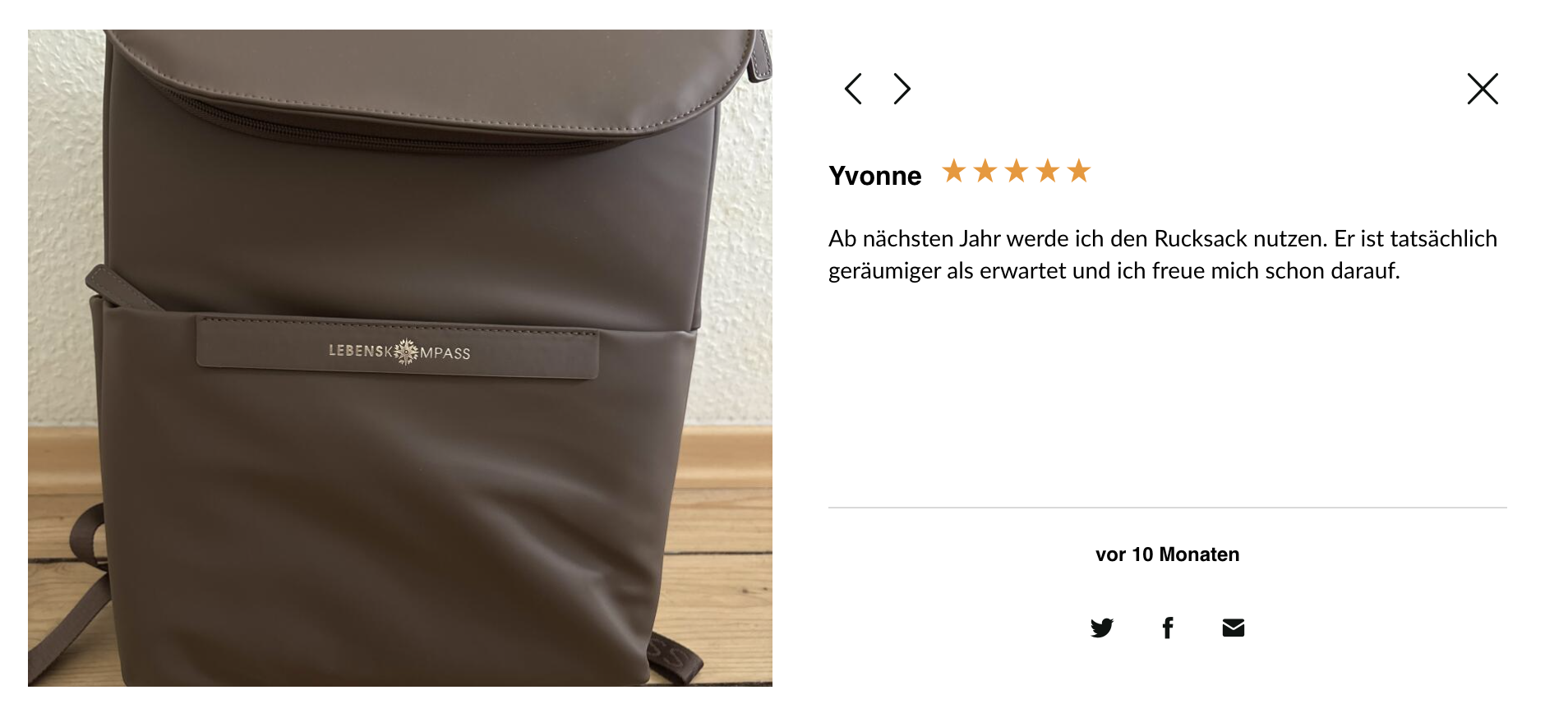 Kundenbewertung zum Lebenskompass Everyday Backpack