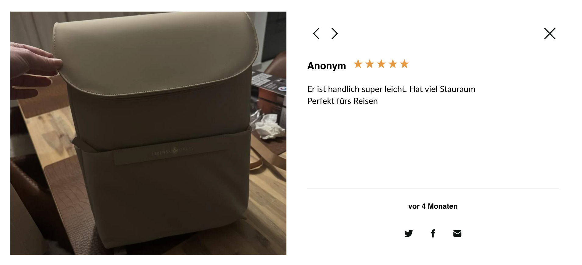 Kundenbewertung zum Lebenskompass Everyday Backpack