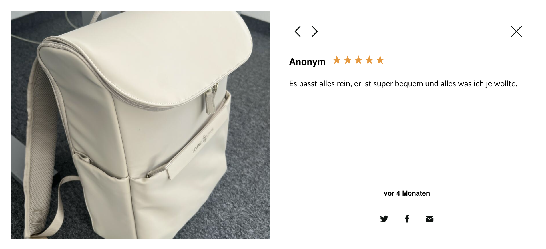 Kundenbewertung zum Lebenskompass Everyday Backpack