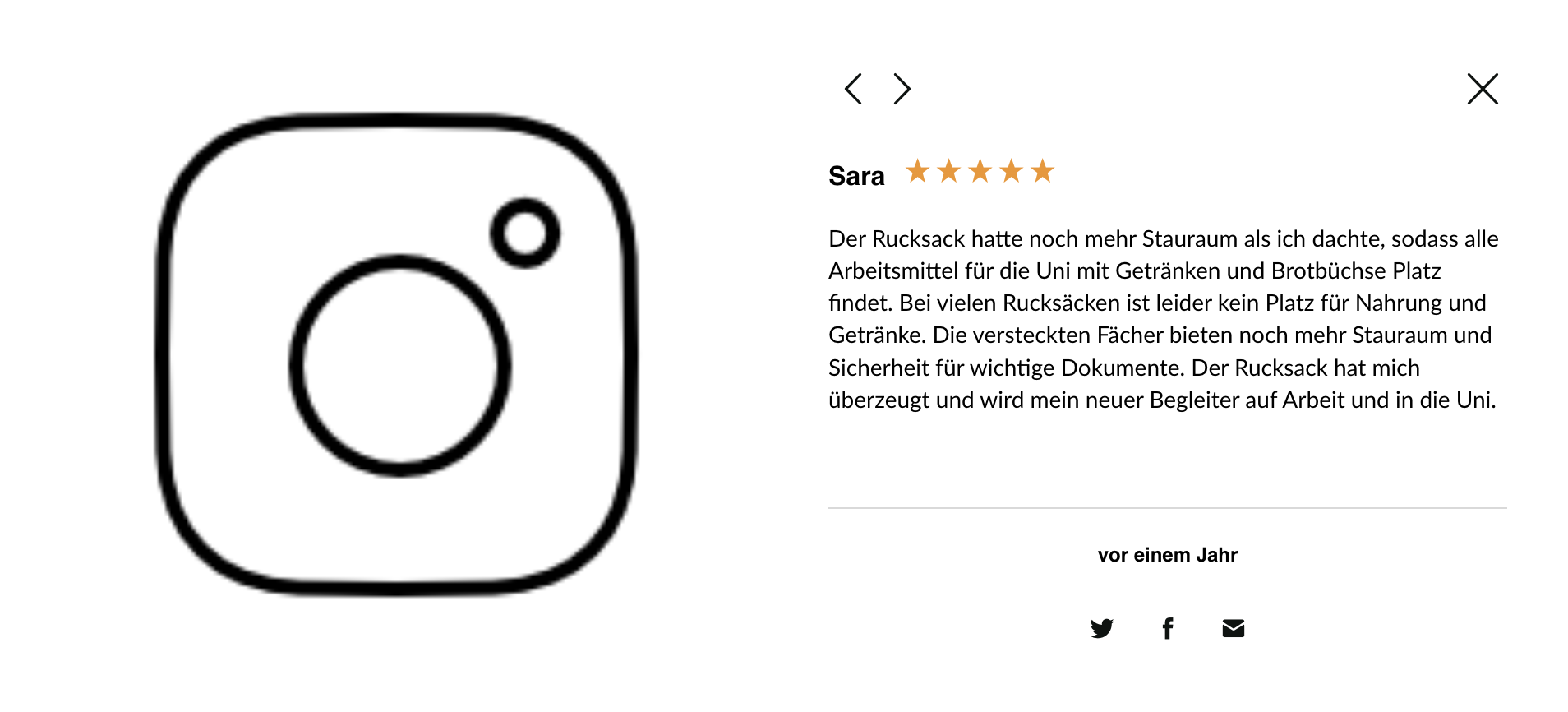 Kundenbewertung zum Lebenskompass Everyday Backpack