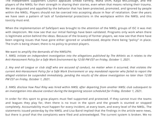 ISC statement on recent allegations of abuse, harassment, and misconduct in the NWSL
