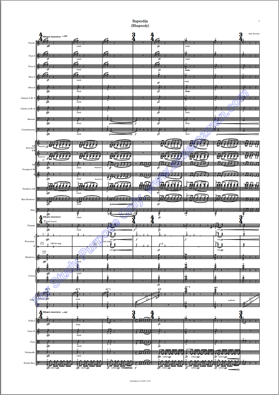 Rhapsody for Symphony Orchestra