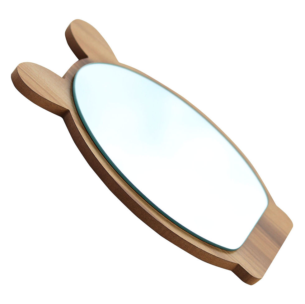 Thumbnail: CODE: ARM22 - Rabbit Ear Design Portable, Handy And Wooden Mirror - Brown