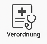 Icon/Symbol mit Stethoskop und Kreuz für das Wort "Verordnung", erstellt mit ChatGPT