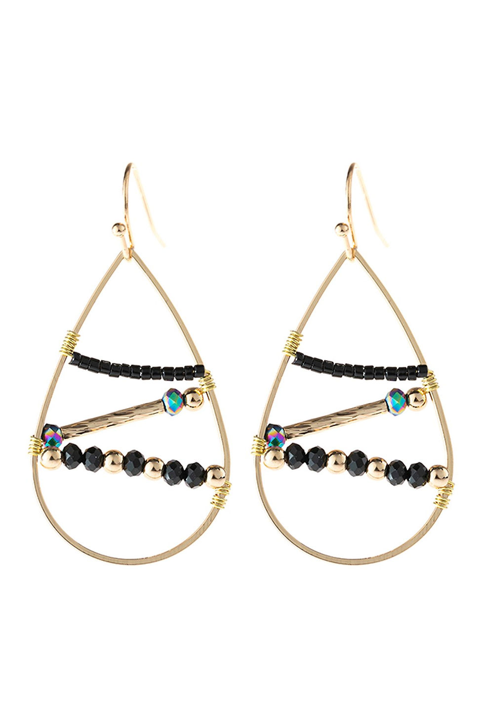 Hde3113 - Open Teardrop Beaded Earrings