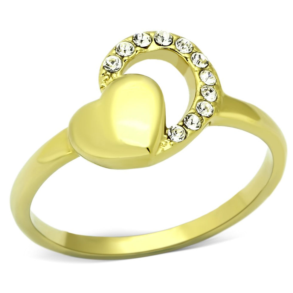 TK1024 IP Gold(Ion Plating) Stainless Steel Ring With Top Grade Crystal in Clear