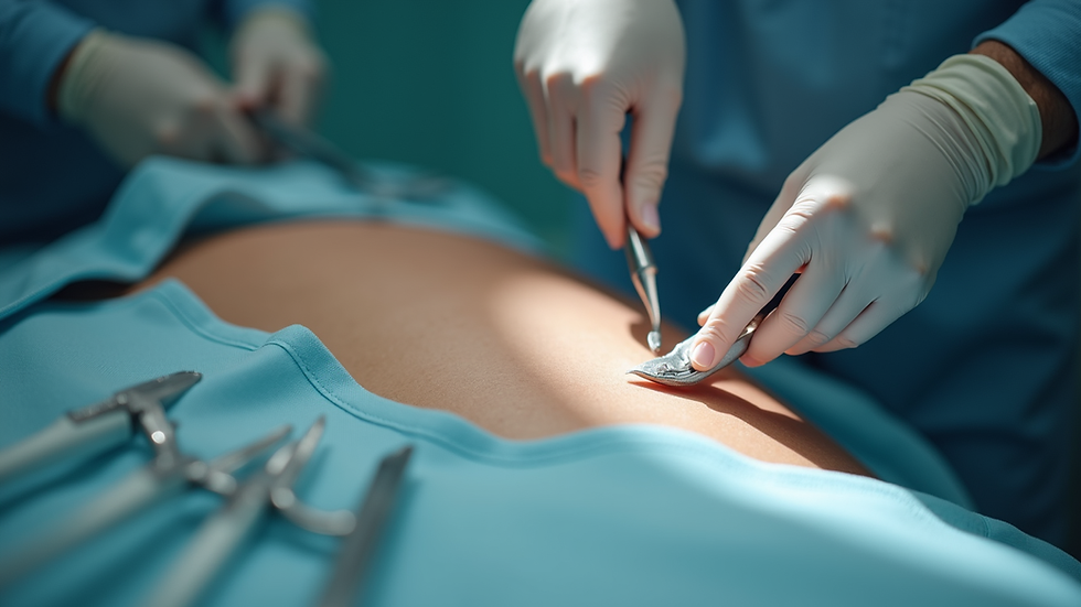 Close-up view of IASTM muscle scraping tools on a treatment table