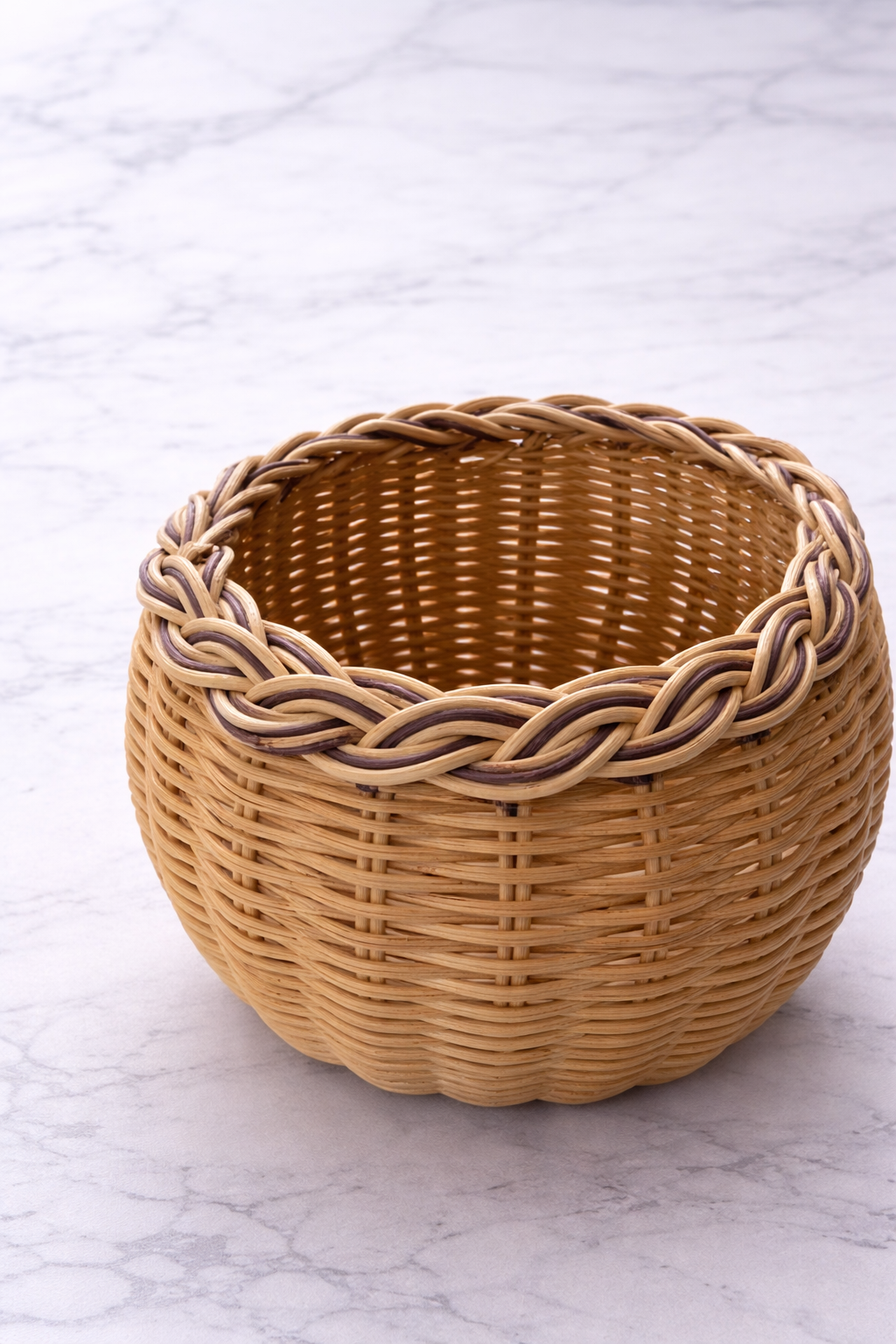 Renkli Örgü Desenli Rattan Sepet