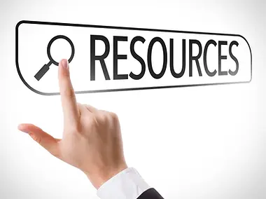 Resources written in search bar on virtual screen.webp