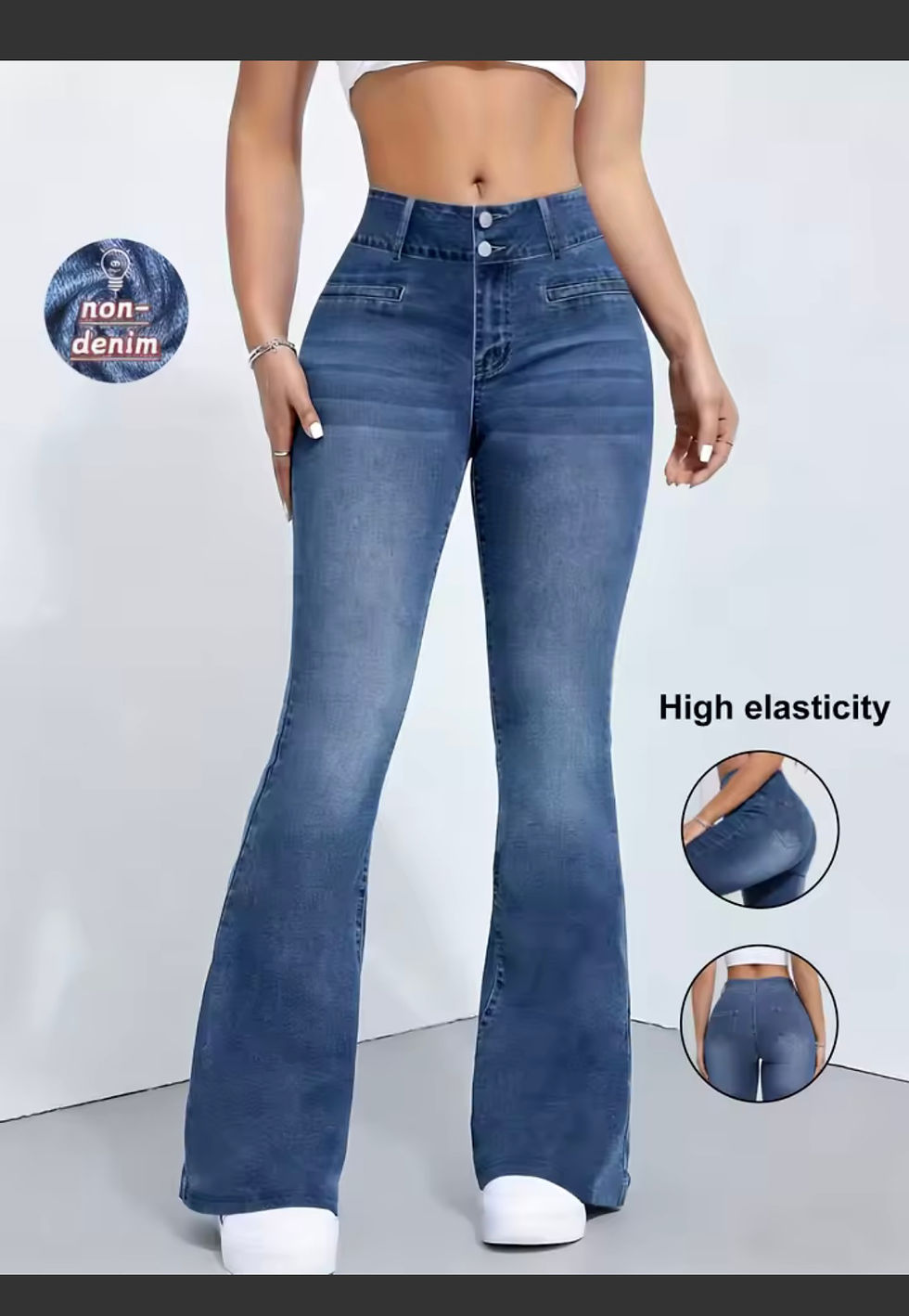 Miniatura: Calça jeans feminina cintura alta 