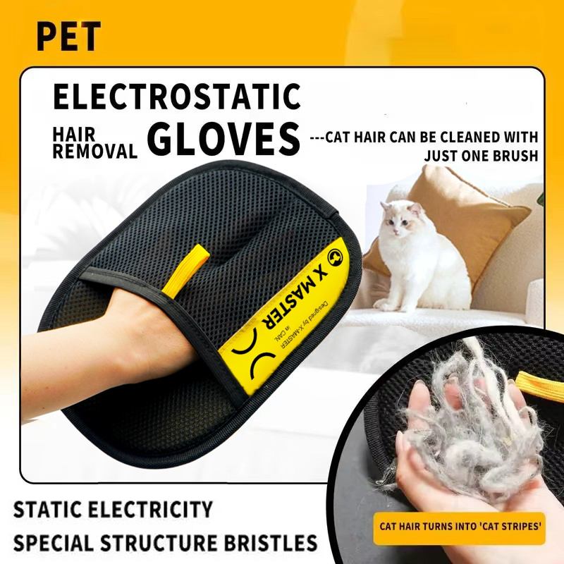 Pet Hair Remover Gloves Electrostatic for Cats Dogs, Reusable Washable Grooming