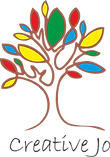  Creative Jo logo:  Creative Jo logo: A stylized tree with a brown trunk and branch