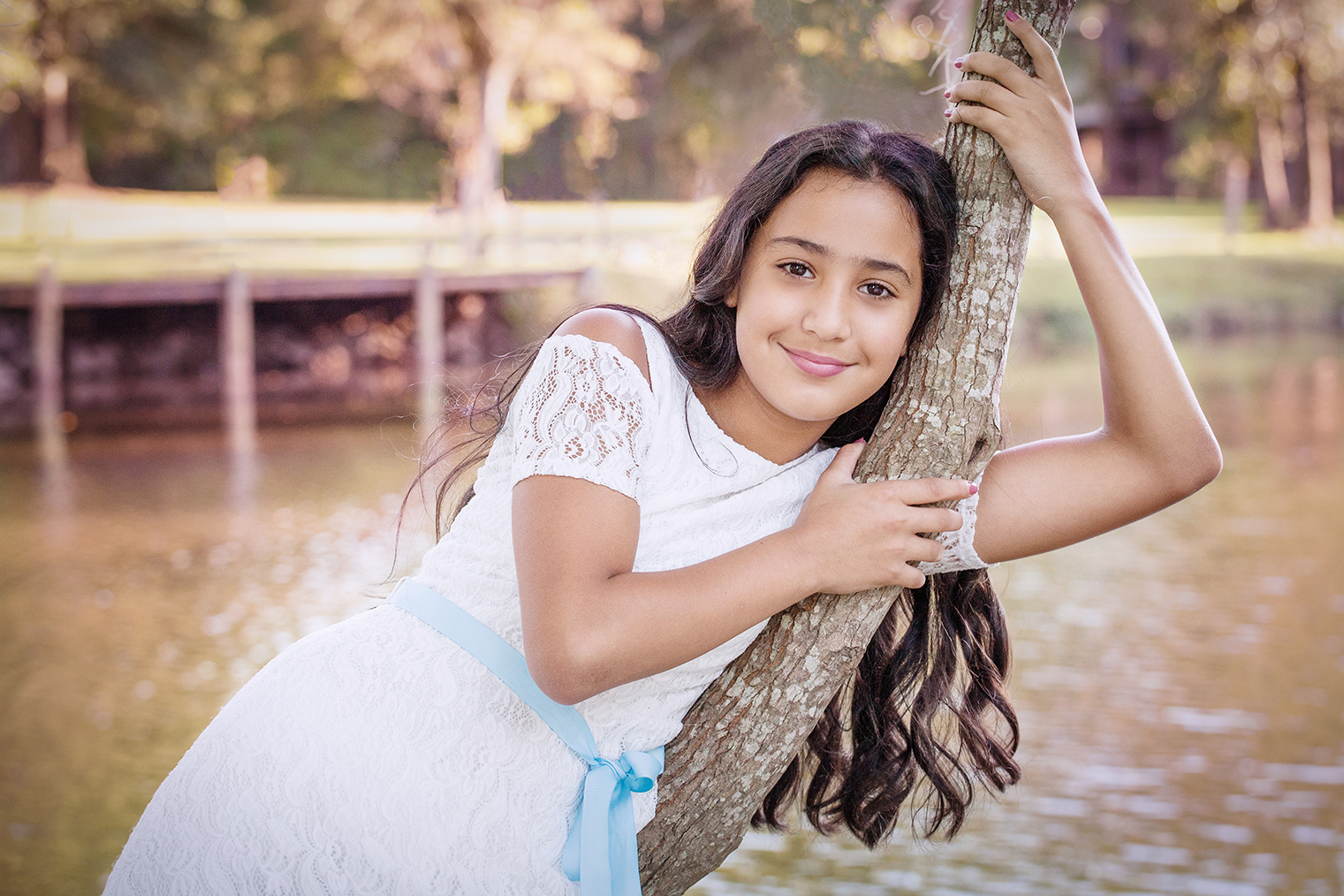 family children girl outside