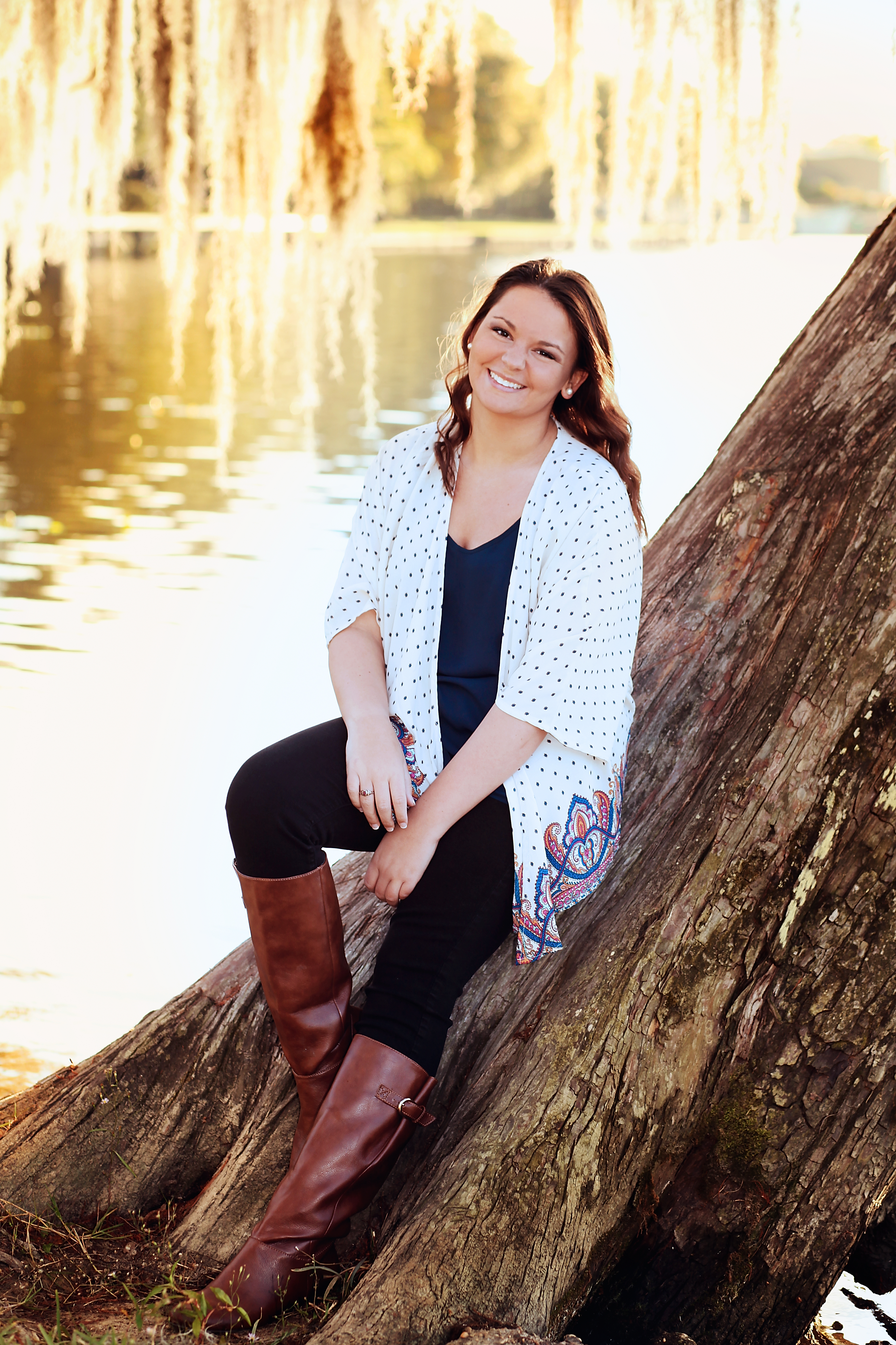 senior girl on tree