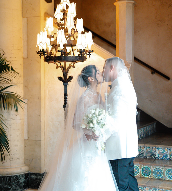 romantic bride and groom
