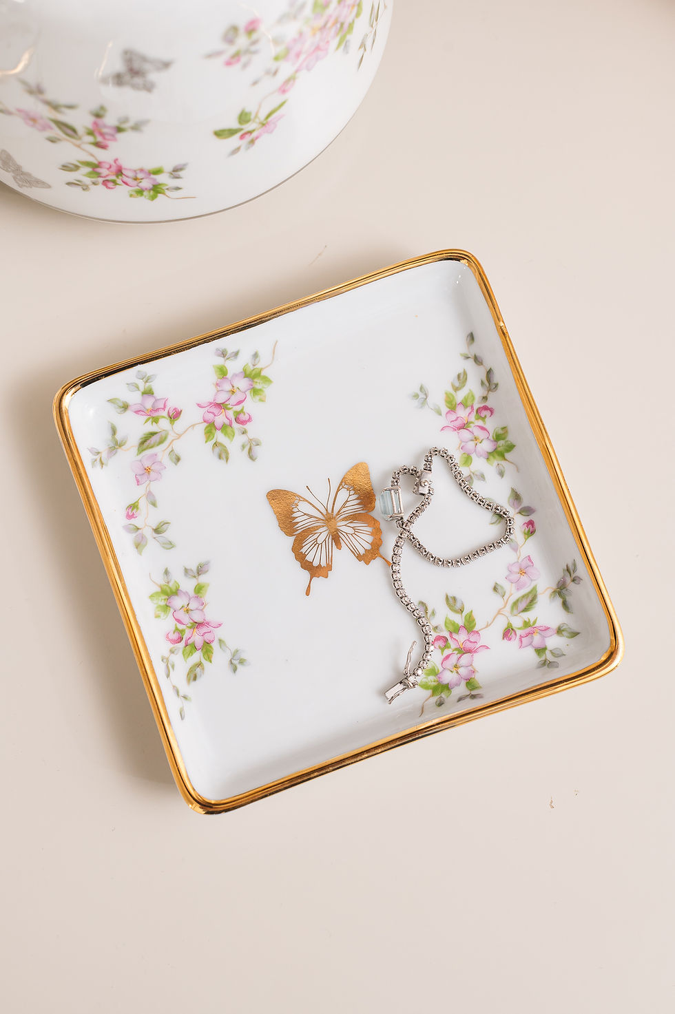 Miniatura: Conjunto de Pratinho e Porta Joia Flor de Cerejeira