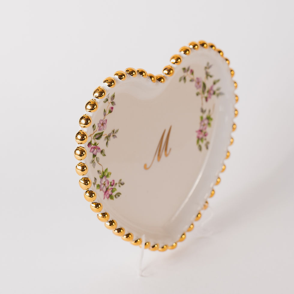 Miniatura: Pratinho de Coração Flor de Cerejeira e Inicial