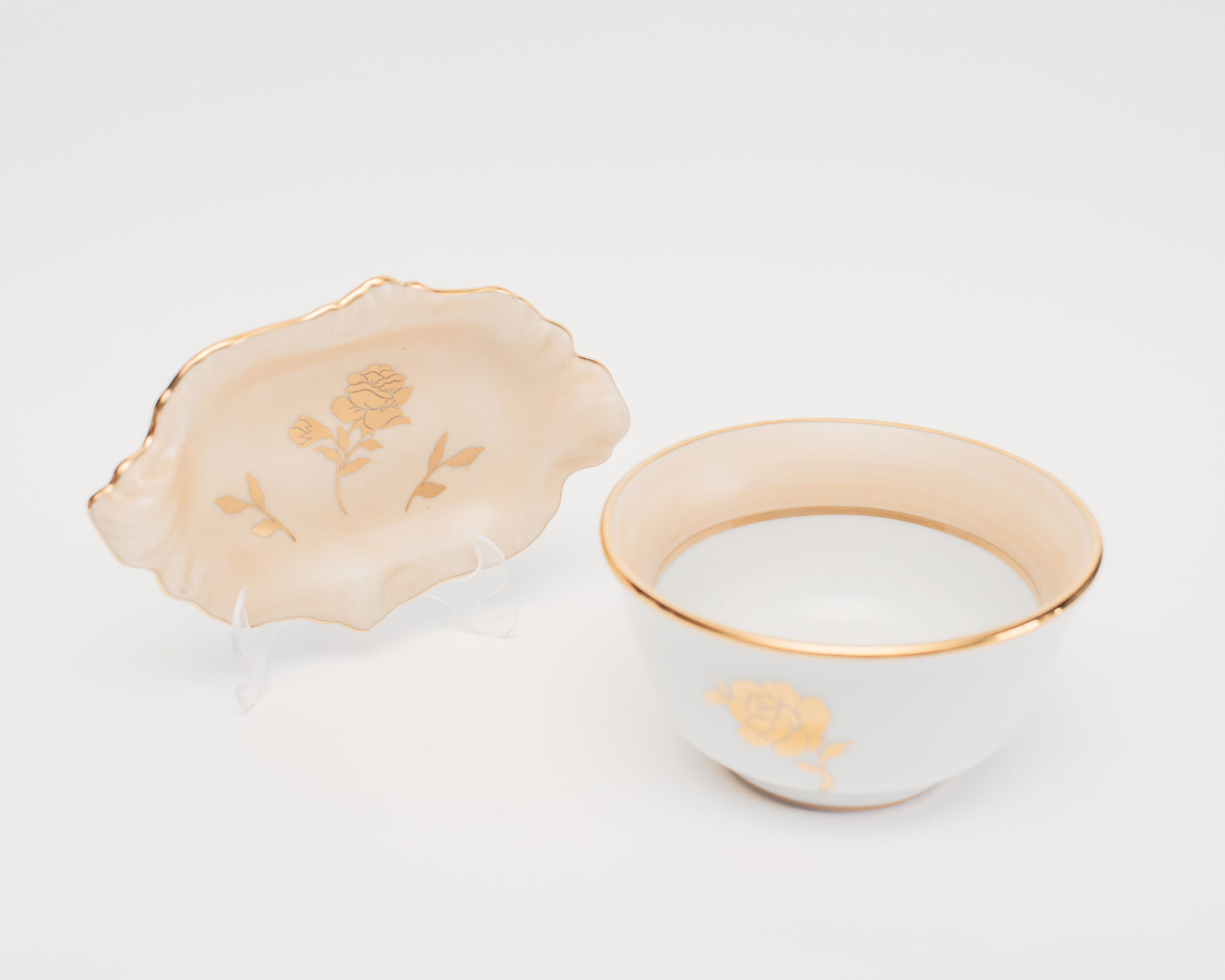 Conjunto Bowl e Pratinho Rosa de Ouro