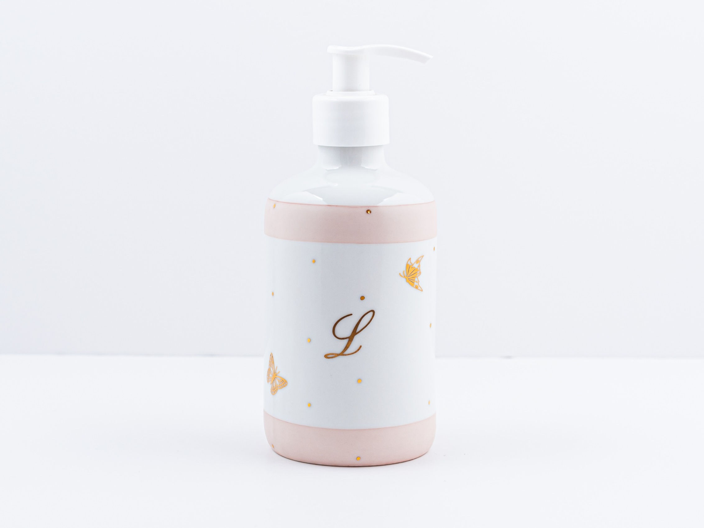 Porta Sabonete/Álcool em Gel Rosê com Inicial