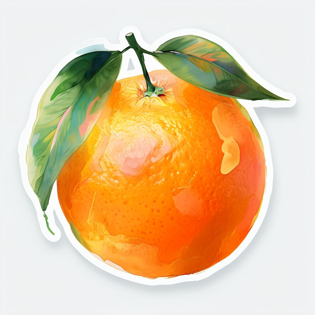 Vibrant Orange Surrounded By Green Leaves With Glossy Texture.png