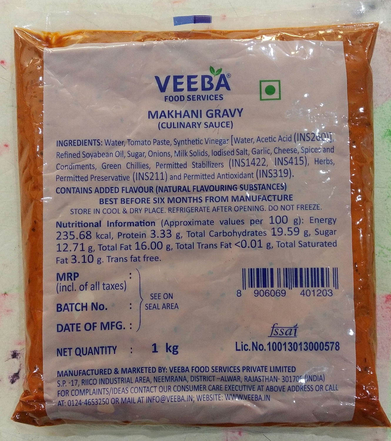 Veeba Makhani Gravy 1 KG Pack