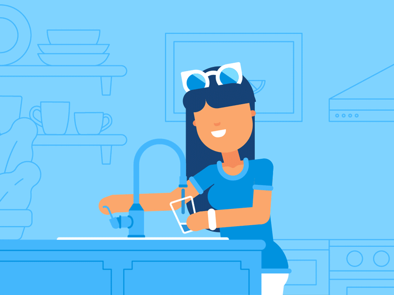 A young couple enjoying clean filtered tap water from a Brita pitcher.