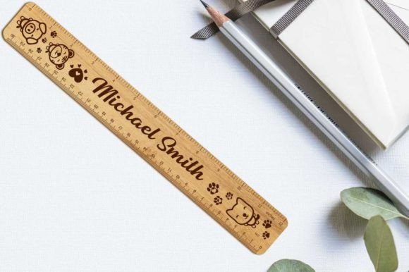 Miniature : Règles en Bois Personnalisées Gravées – Lot de 6 avec Prénom