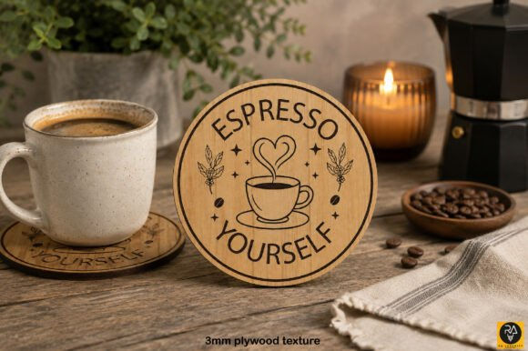 Miniature : Dessous de verre en bois personnalisés – Décoration café et maison