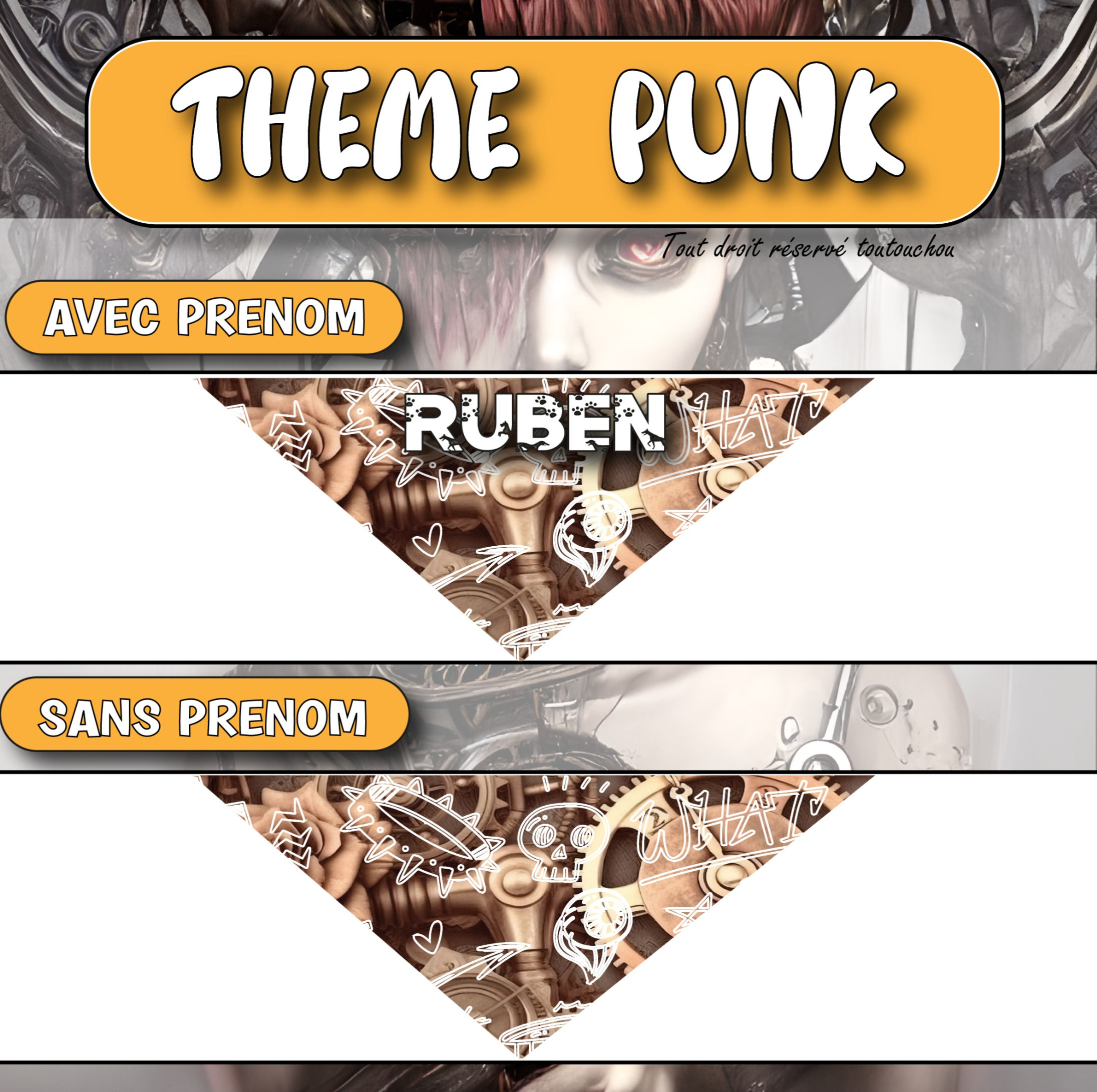 Bandana thème PUNK pour chien et chat