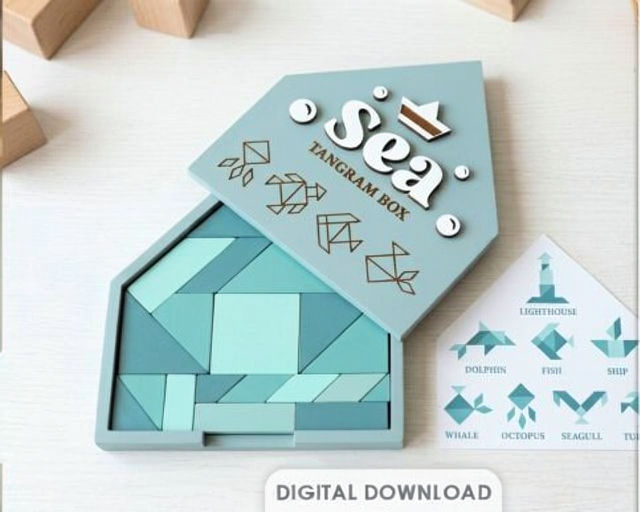 Miniature : Tangram en Bois pour Enfants – Puzzle Éducatif avec Coffret