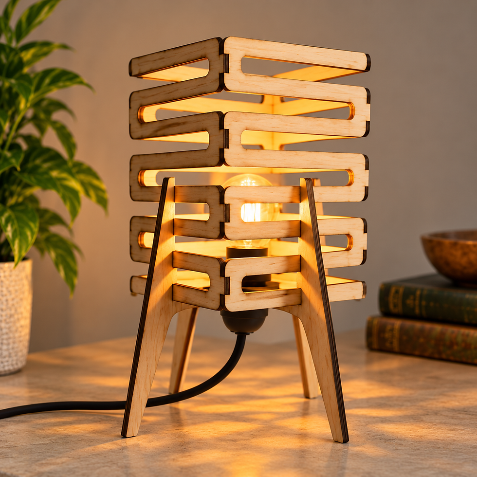Miniature : Lampe à poser en bois découpé au laser – Luminaires décoratifs