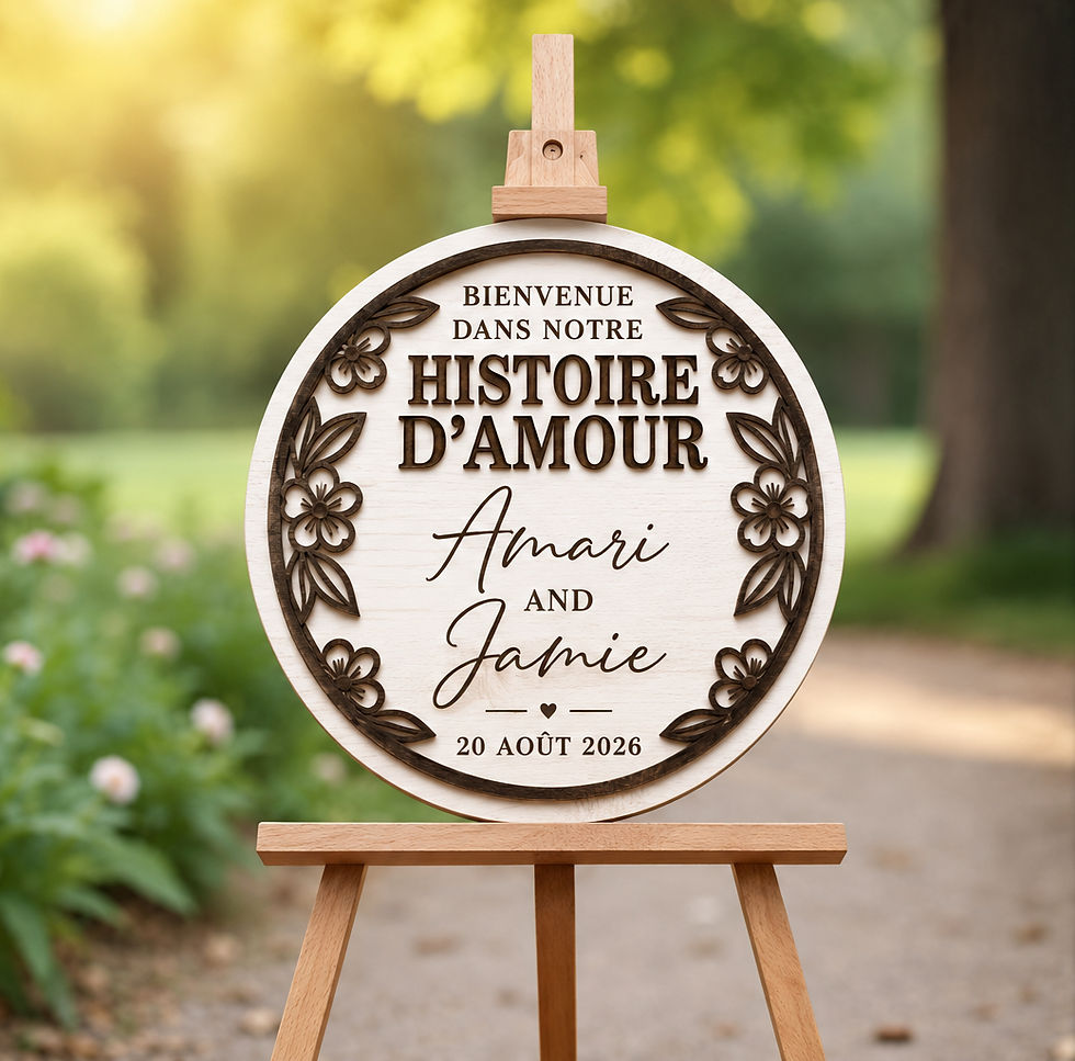 Miniature : Panneau de bienvenue mariage personnalisé en bois