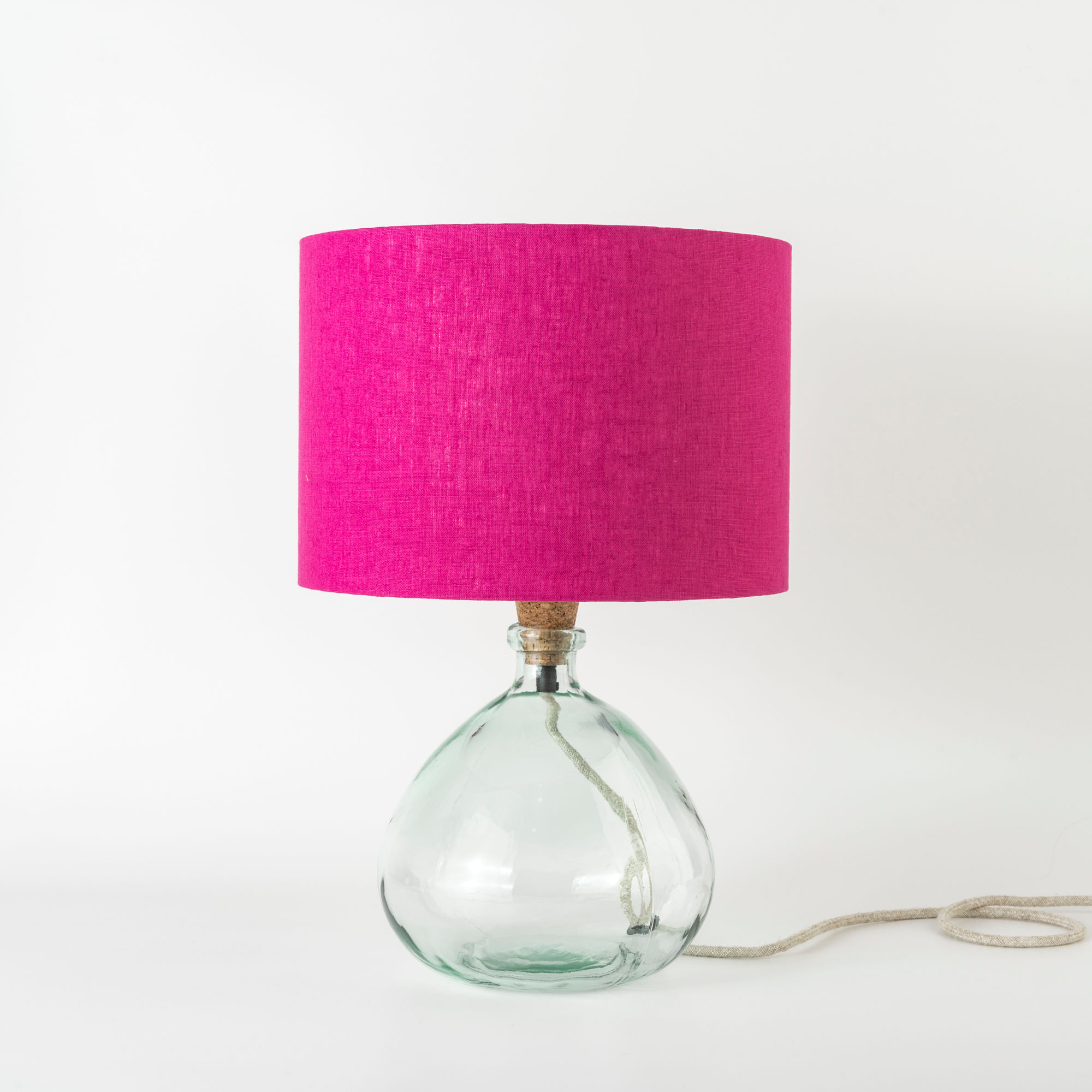 Natural Linen Fushia Pink Lampshade