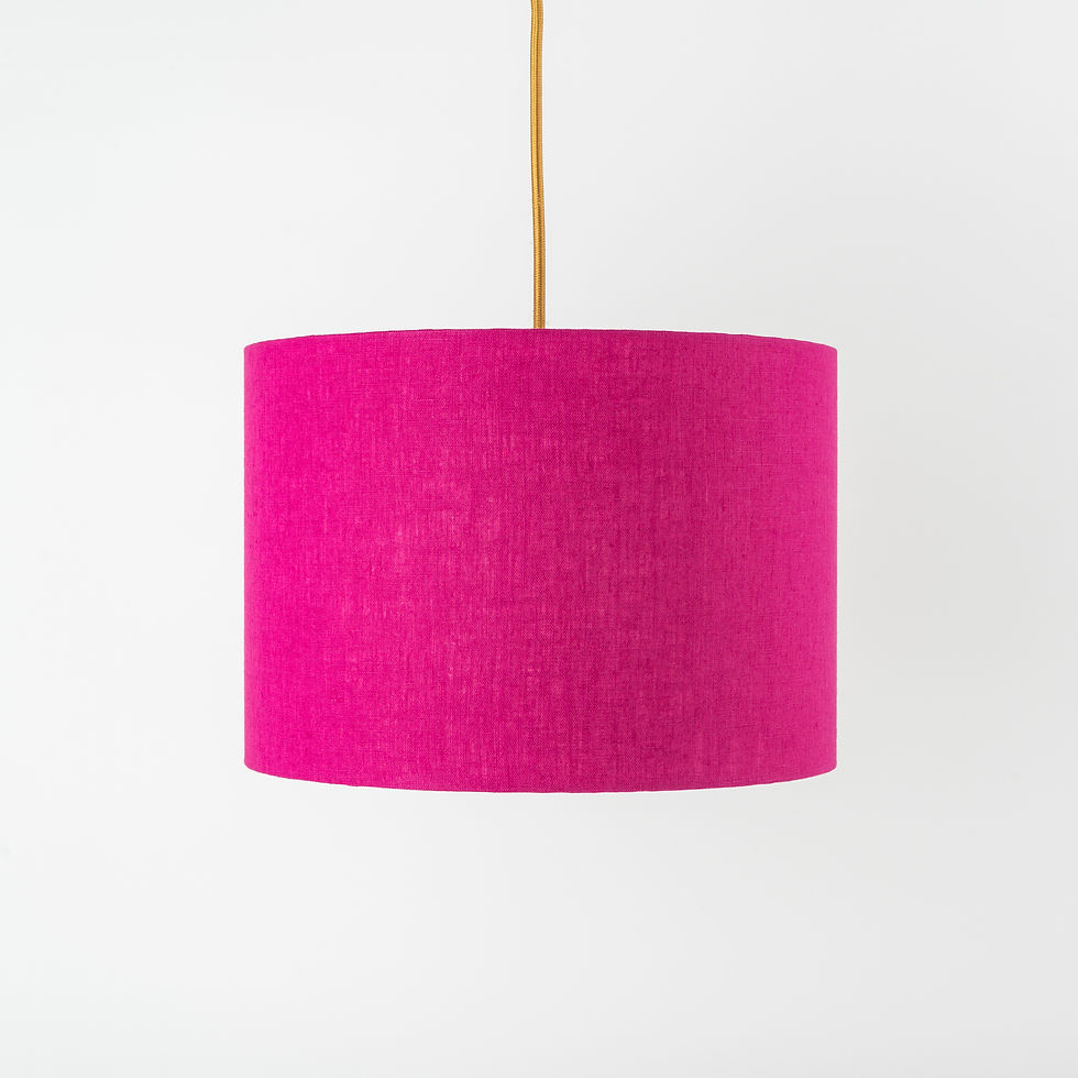 Thumbnail: Natural Linen Fushia Pink Lampshade