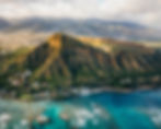 Diamond Head Volcano crater and Honolulu skyline