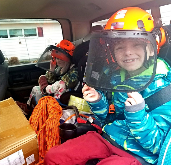 Danger Tree Children in Safety gear