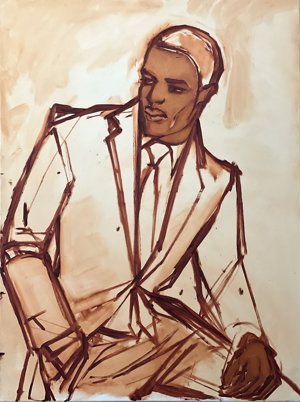 sepia tone portrait painting of a black man in a business suit