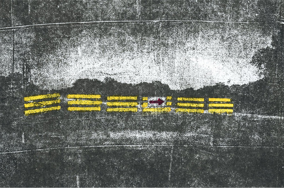 Gel print of a barricade on Route 66