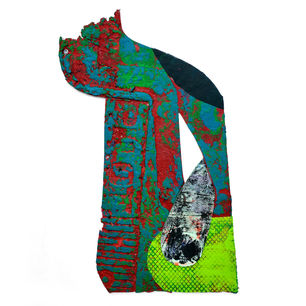 SLOUCH
by Kevin Kelly
acrylic and acrylic paint skin on handmade paper
20" x 20" framed
