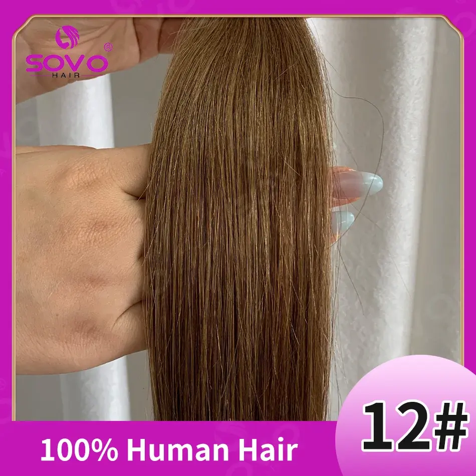 Thumbnail: SOVO Drawstring Ponytail Human Hair Straight European Blonde Highlight Real