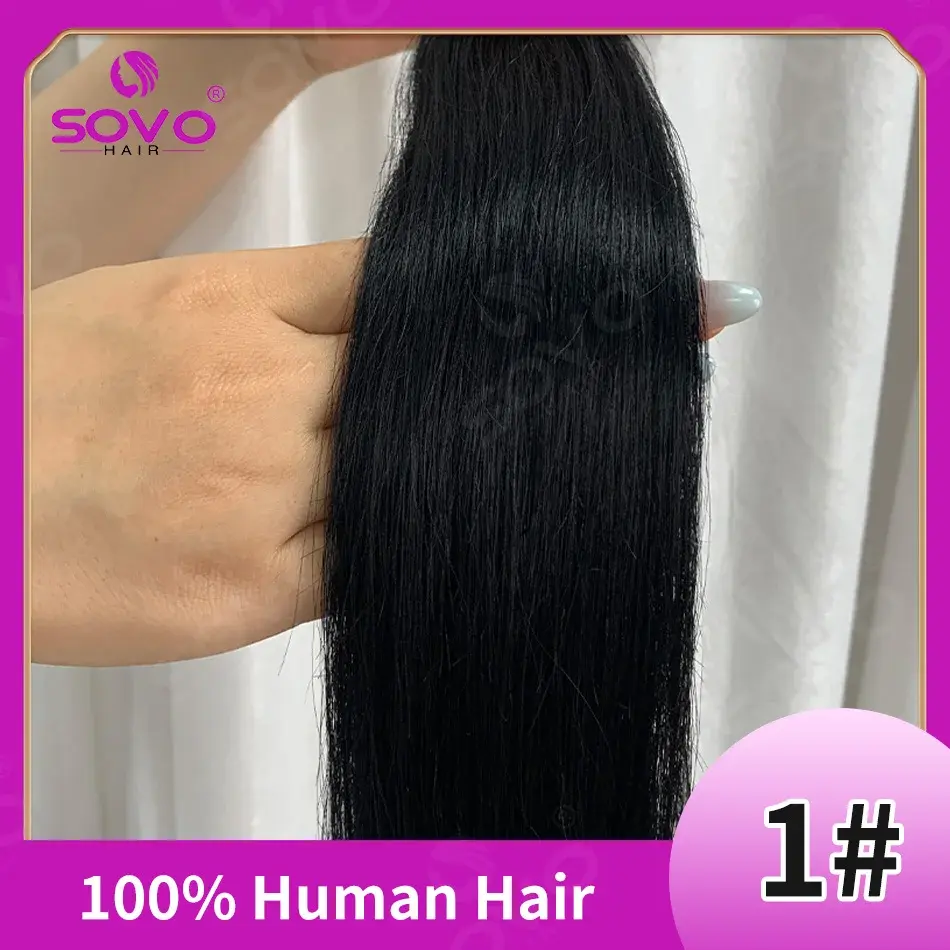 Thumbnail: SOVO Drawstring Ponytail Human Hair Straight European Blonde Highlight Real