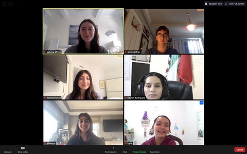 High school students in the U.S. speaking English with English learners abroad