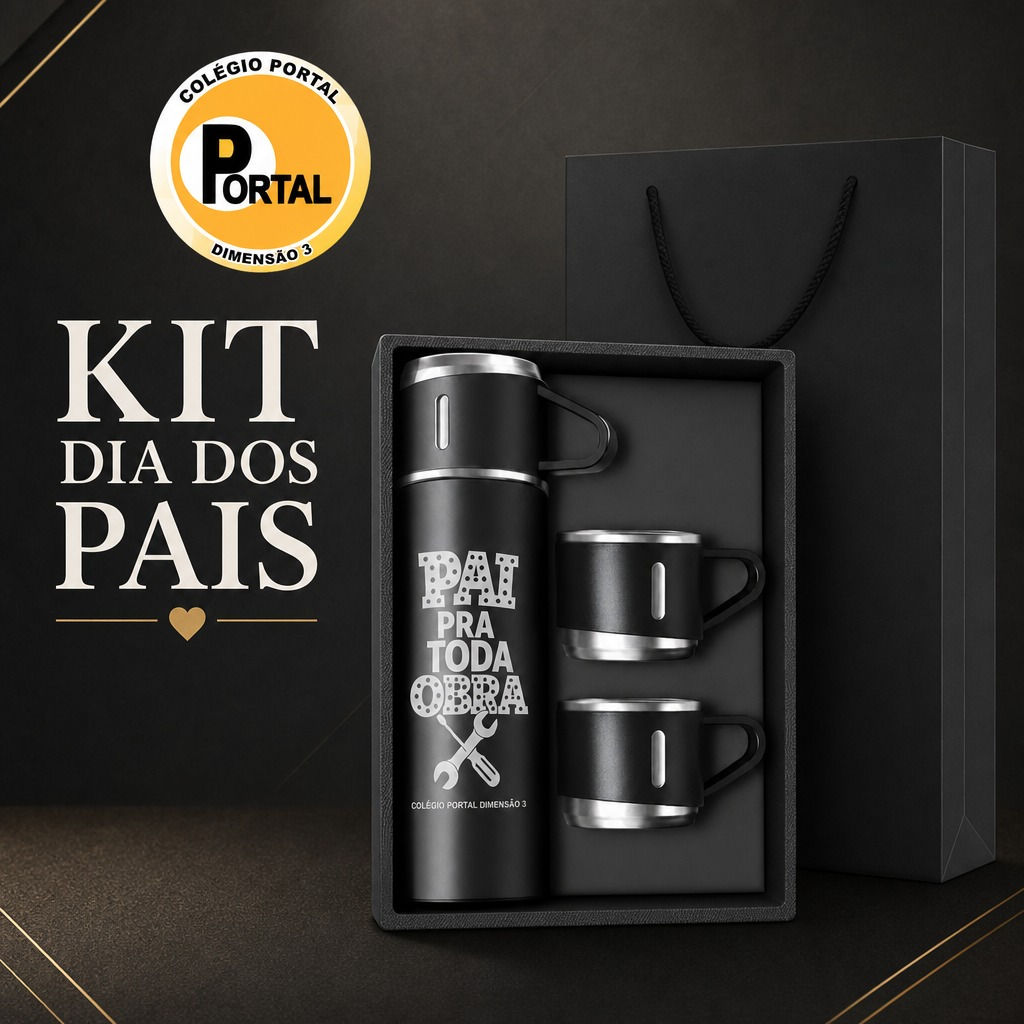 Garrafa térmica com xícaras - Presente dia dos pais