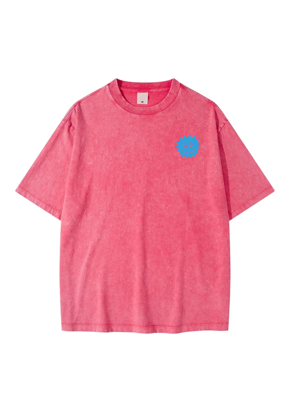 Kids' Smiley Sun Acid-Wash Tee – Pink