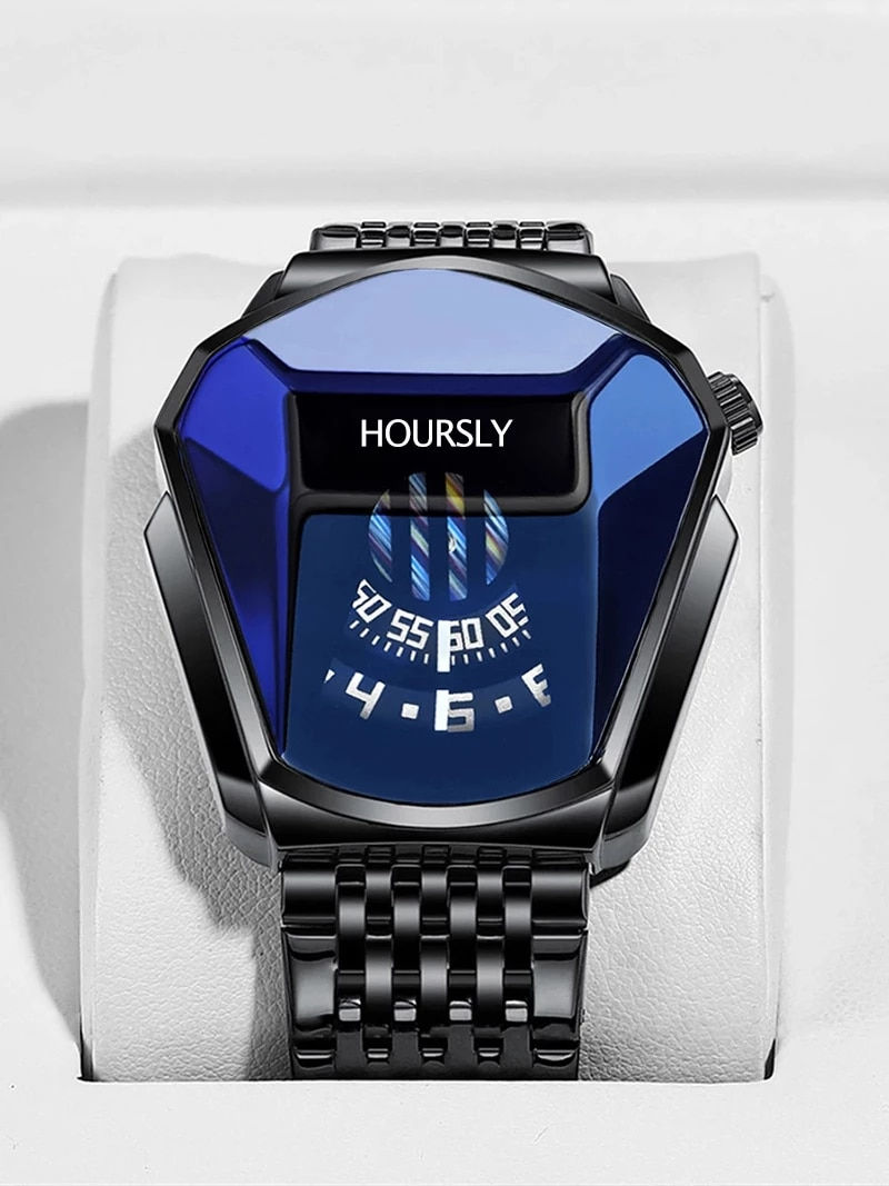 Luxo hoursly marca tendência legal relógio de pulso masculino aço inoxidável tec