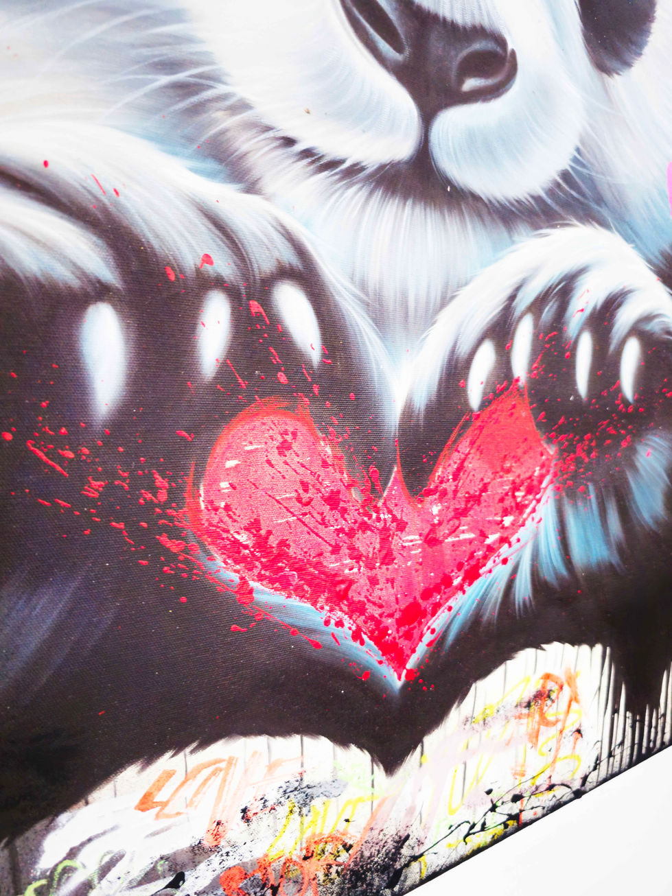 Peinture contemporaine Vincent Bardou, Panda Love, art figuratif animalier pour collection privée ou galerie.