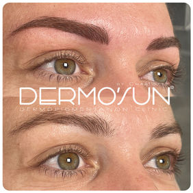 maquillage permanent sourcils bruns chez Dermo'Sun, salon de beauté saint raphael , hairstroke frejus,  Technique poil à poil pour un rendu naturel, utilisant des pigments de haute qualité.